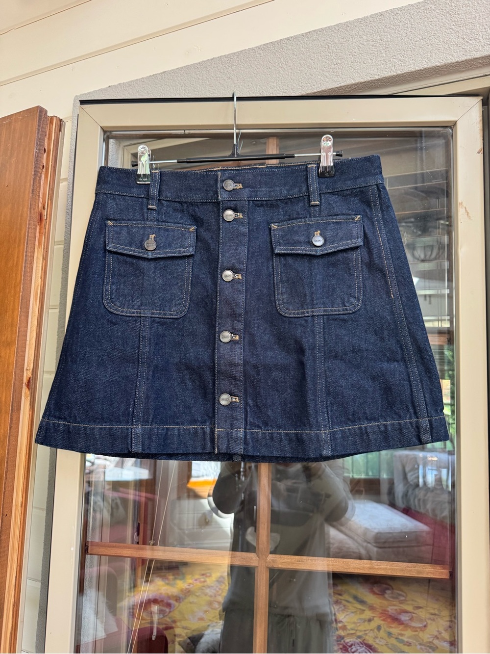 J. Crew Dark Indigo Button-Front Denim Mini Skirt
